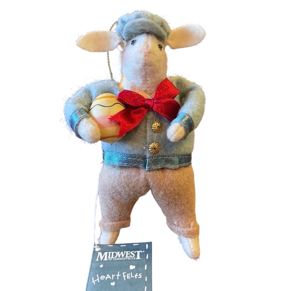 New HEART FELTS Midwest of Cannon Falls Bunny Royale Rabbit Easter Egg Blue Bow